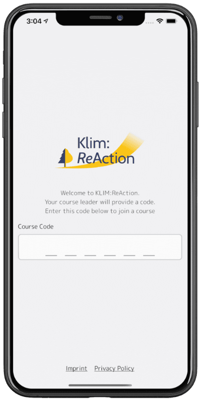 Klim:ReAction Startbildschirm