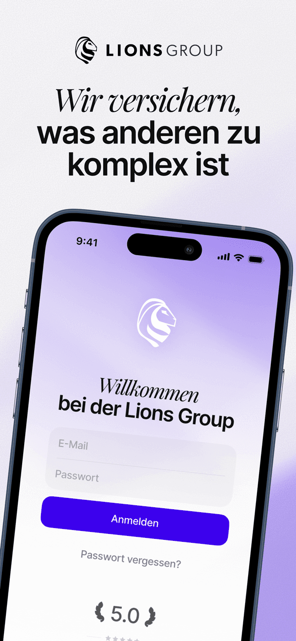 Lions Group Kundenportal App – Login